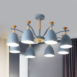 Contemporary Cone Chandelier Pendant Light - Metal 3/6/8 Lights Grey/White/Green Bedroom Lighting 8