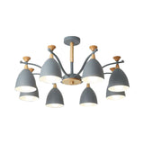 Contemporary Cone Chandelier Pendant Light - Metal 3/6/8 Lights Grey/White/Green Bedroom Lighting