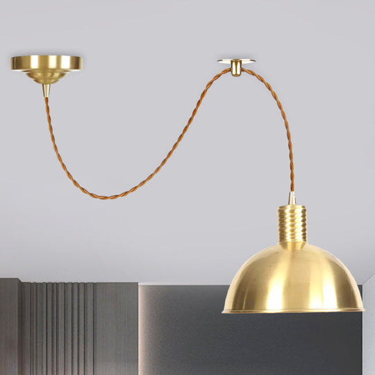 Gold Metal Drop Pendant Farmhouse Ceiling Light - 1-Light Living Room Hanging Fixture / B