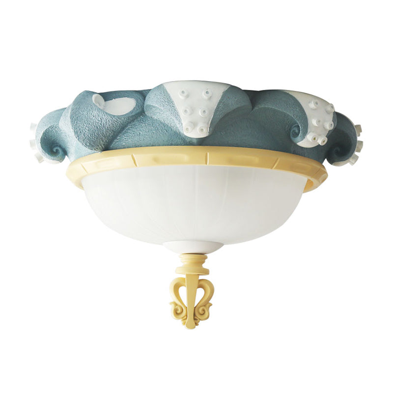 Blue Dome Kids Ceiling Light: 3 - Light Resin Shade Fixture Flush Mount