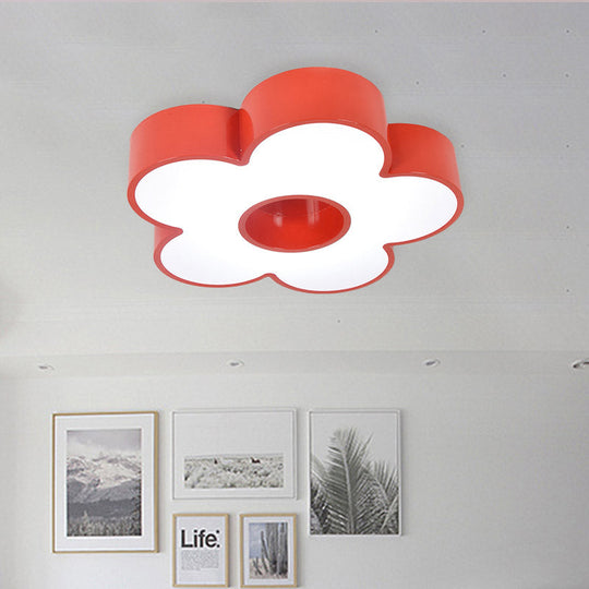 Colorful Acrylic Flower Led Ceiling Light For Kindergarten Red
