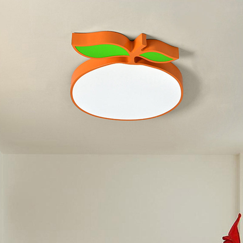 Contemporary Led Flush Mount Light Fixture With Acrylic Shade - White Grape/Banana/Apple Theme