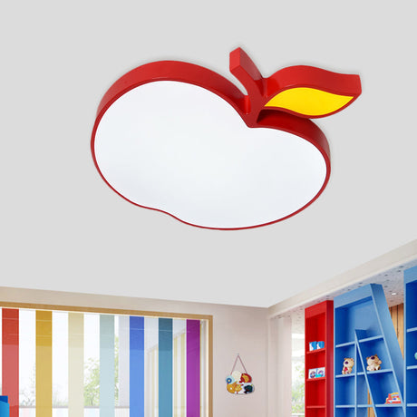 Contemporary Led Flush Mount Light Fixture With Acrylic Shade - White Grape/Banana/Apple Theme / F