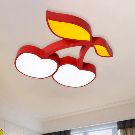 Contemporary Led Flush Mount Light Fixture With Acrylic Shade - White Grape/Banana/Apple Theme / G