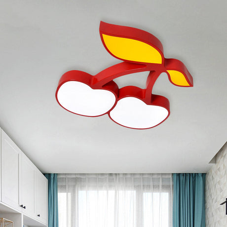 Contemporary Led Flush Mount Light Fixture With Acrylic Shade - White Grape/Banana/Apple Theme