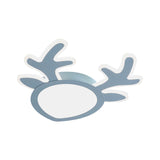 Macaroon Pink/Blue Led Childrens Bedroom Ceiling Light - Antler Iron Flush Mount Lamp