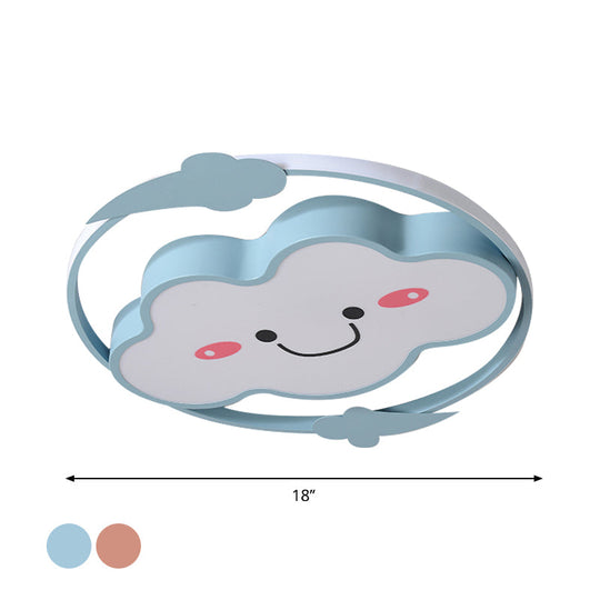 Iron Rainbow/Cloud Flush Mount Led Ceiling Light - Cartoon Pink/Blue Fixture For Kids Bedroom