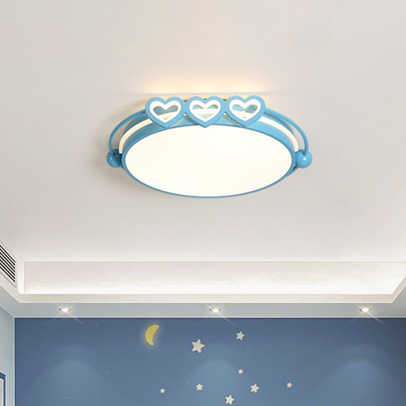 Led Halo Ceiling Light With Acrylic Shade And Heart Decor In Pink/Blue