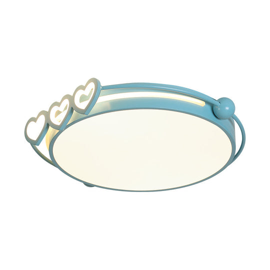 Led Halo Ceiling Light With Acrylic Shade And Heart Decor In Pink/Blue