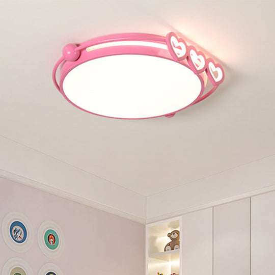 Led Halo Ceiling Light With Acrylic Shade And Heart Decor In Pink/Blue