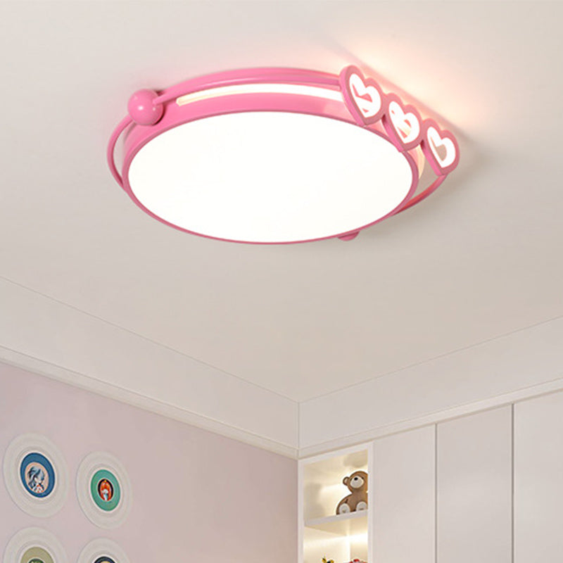 Led Halo Ceiling Light With Acrylic Shade And Heart Decor In Pink/Blue
