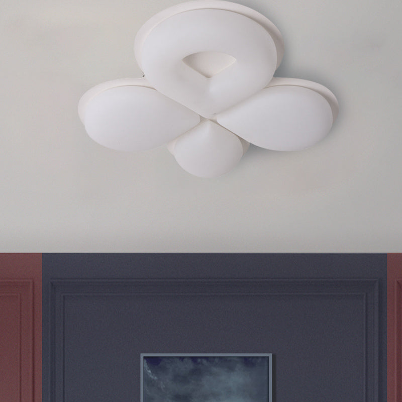 Children’s Bedroom Led Flush Mount Light Fixture In Grey/White/Coffee - Cute Flower Design