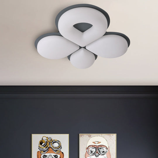 Children’s Bedroom Led Flush Mount Light Fixture In Grey/White/Coffee - Cute Flower Design