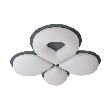 Childrens Bedroom Led Flush Mount Light Fixture In Grey/White/Coffee - Cute Flower Design
