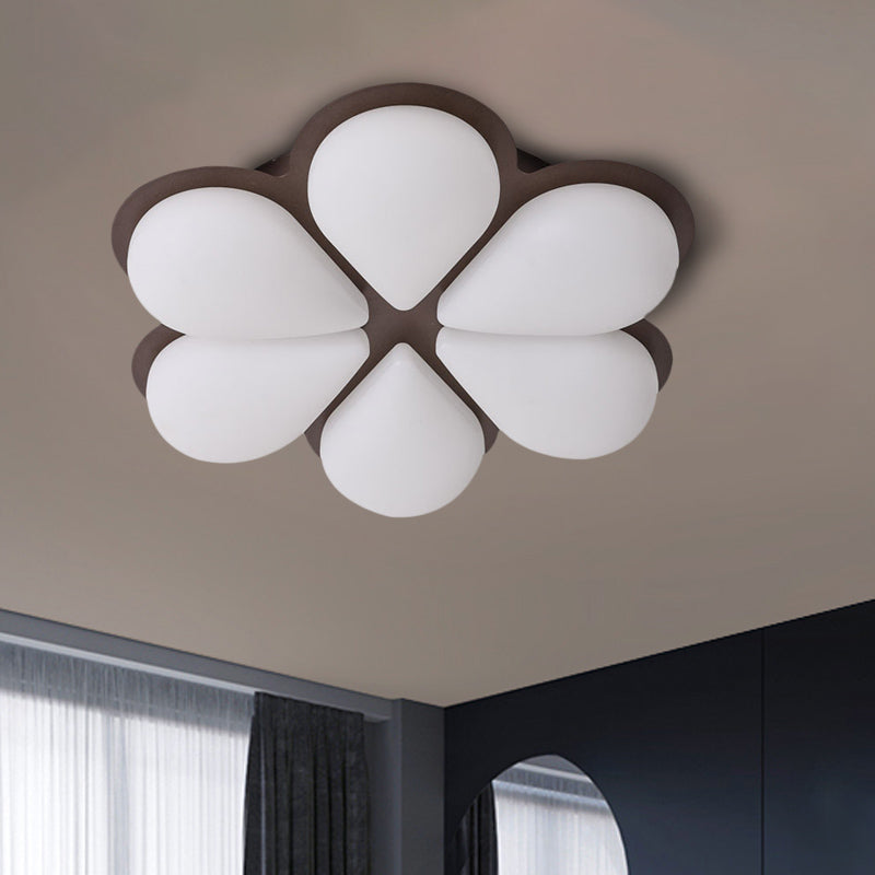 Kid’s Led Flush Mount Ceiling Light In Grey/White/Coffee For Bedroom