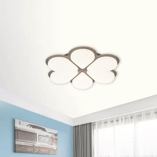 Kid’s Led Flush Mount Ceiling Light In Grey/White/Coffee For Bedroom