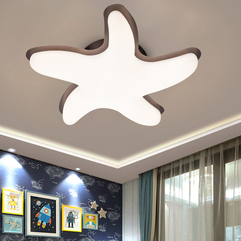 Children’s Starfish Led Nursery Ceiling Light - Grey/Pink/Yellow Flush Mount Fixture Grey