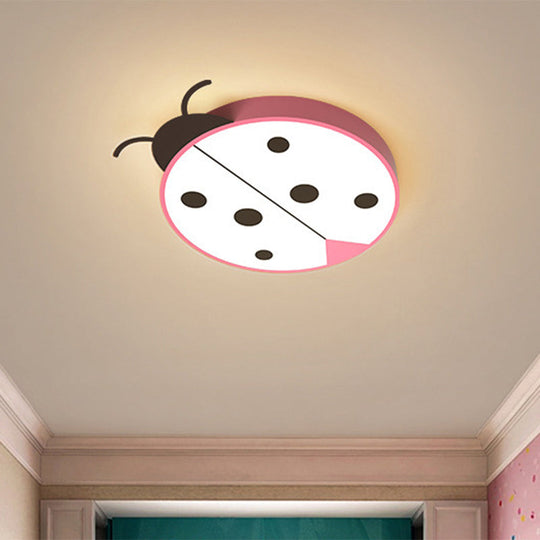 Ladybug Cartoon Led Flush Mount Light Fixture - Fun Acrylic Red/Yellow Flushmount Lighting For