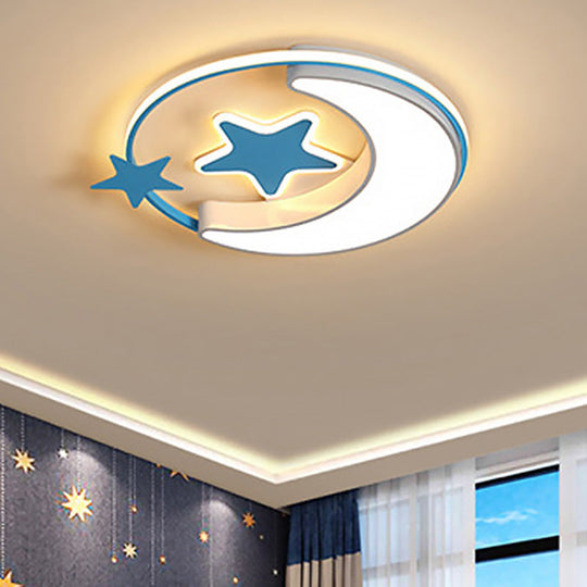 Nordic Led Ceiling Lamp For Childrens Bedroom With Star And Moon Design In Gold Pink Or Blue