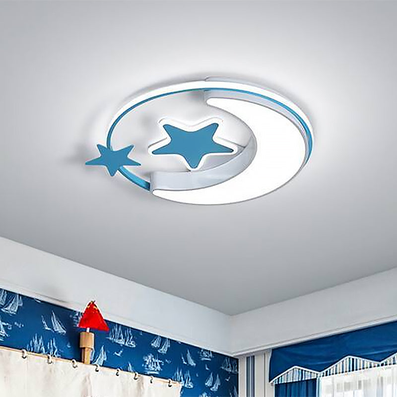 Nordic Led Ceiling Lamp For Childrens Bedroom With Star And Moon Design In Gold Pink Or Blue