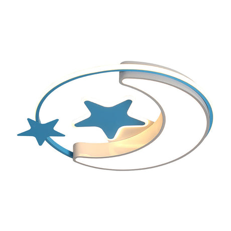 Nordic Led Ceiling Lamp For Childrens Bedroom With Star And Moon Design In Gold Pink Or Blue