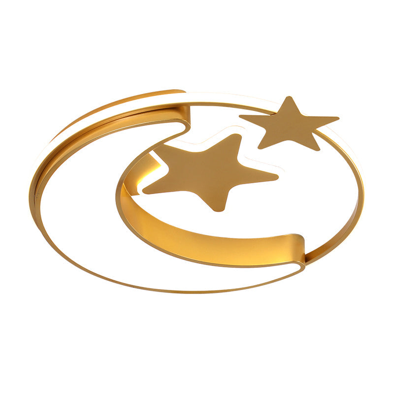 Nordic Led Ceiling Lamp For Children’s Bedroom With Star And Moon Design In Gold Pink Or Blue