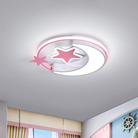 Nordic Led Ceiling Lamp For Children’s Bedroom With Star And Moon Design In Gold Pink Or Blue