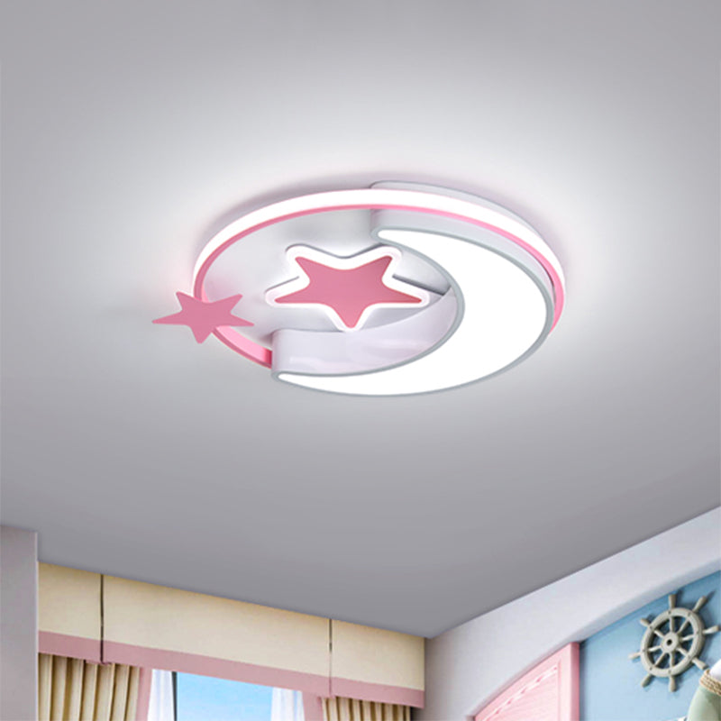 Nordic Led Ceiling Lamp For Childrens Bedroom With Star And Moon Design In Gold Pink Or Blue