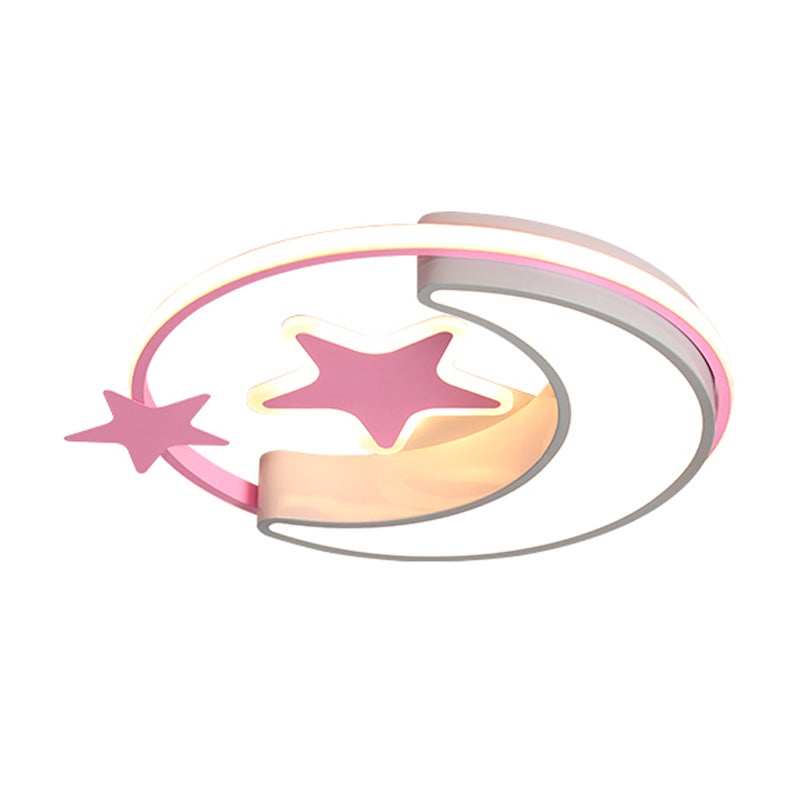 Nordic Led Ceiling Lamp For Childrens Bedroom With Star And Moon Design In Gold Pink Or Blue