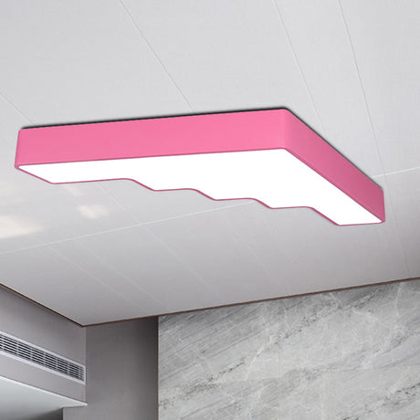 Kids Led Acrylic Flush Mount Ceiling Lamp In Blue/Pink/Yellow With Ladder Design