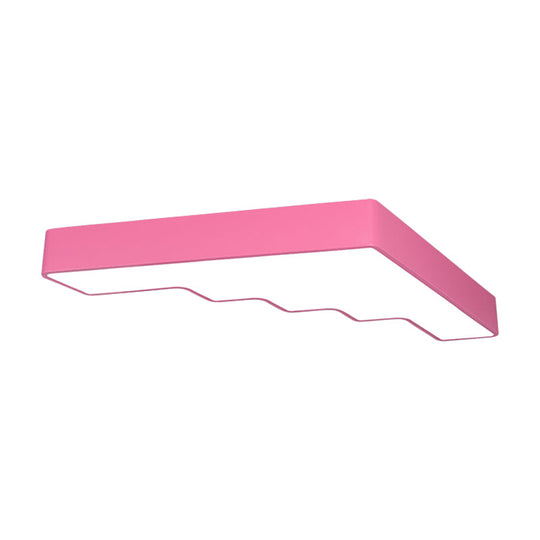 Kids Led Acrylic Flush Mount Ceiling Lamp In Blue/Pink/Yellow With Ladder Design