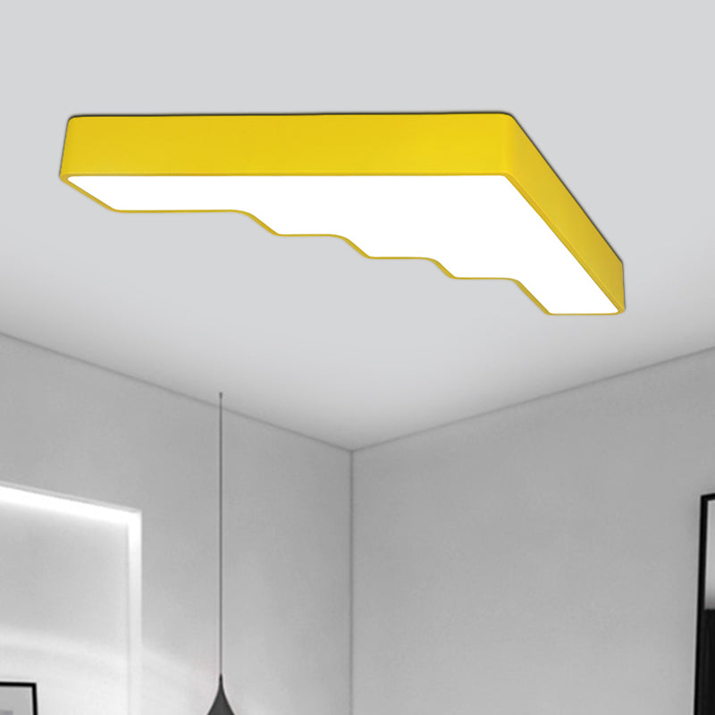 Kid’s Led Acrylic Flush Mount Ceiling Lamp In Blue/Pink/Yellow With Ladder Design Yellow