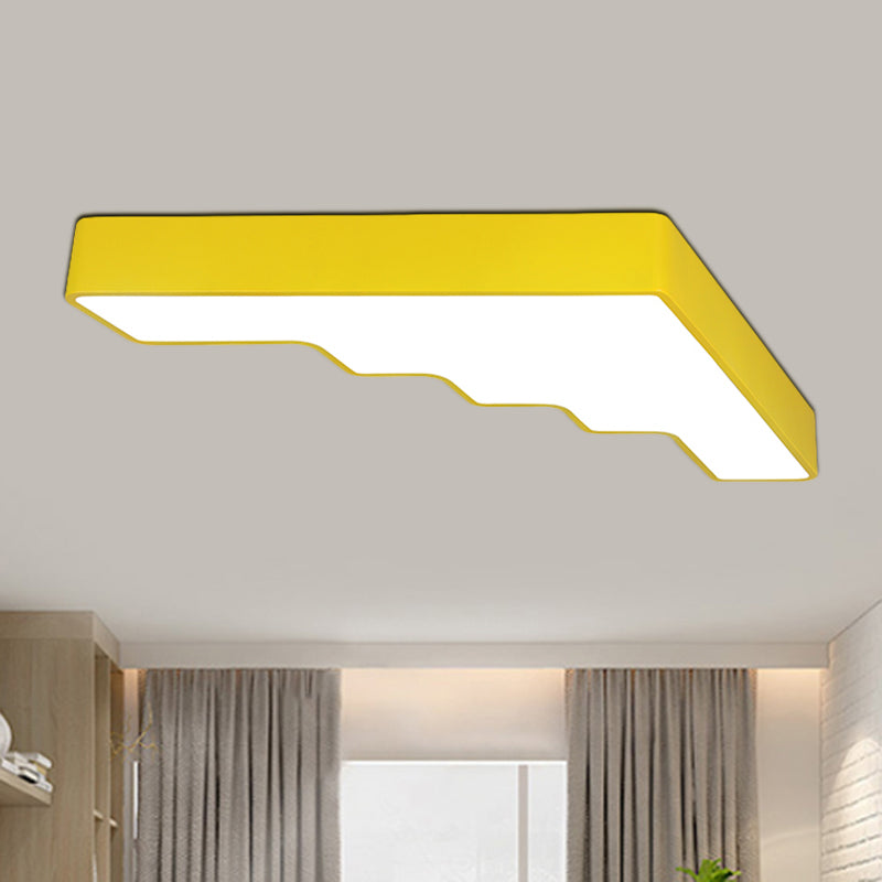 Kids Led Acrylic Flush Mount Ceiling Lamp In Blue/Pink/Yellow With Ladder Design