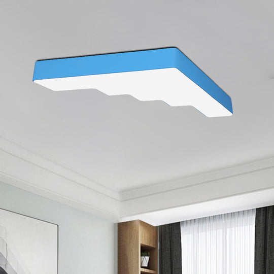 Kids Led Acrylic Flush Mount Ceiling Lamp In Blue/Pink/Yellow With Ladder Design