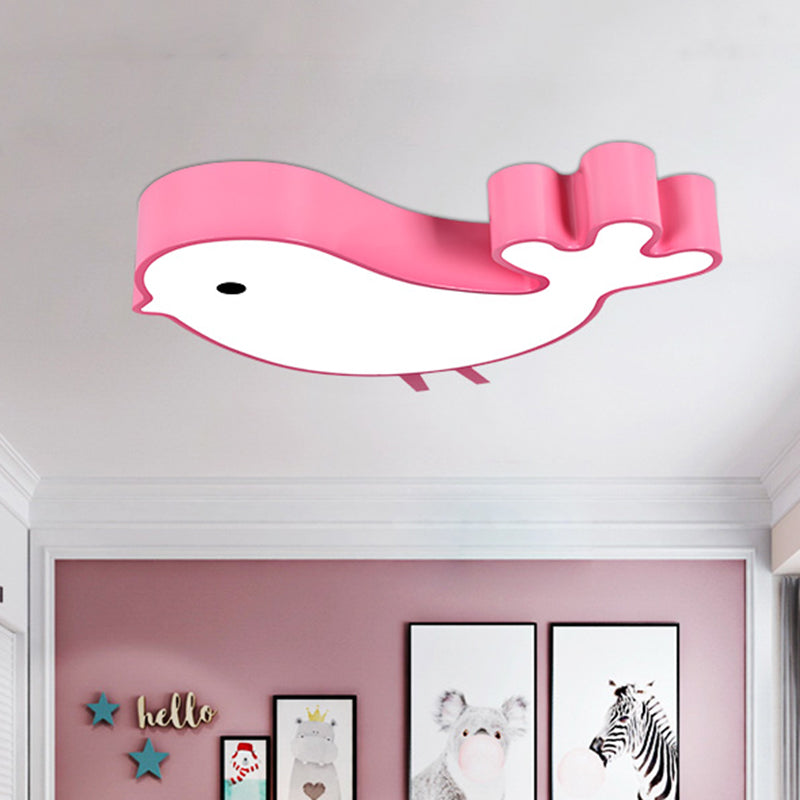 Led Bird - Like Flush Light Fixture With Acrylic Shade - Cartoon Style Blue/Pink/Yellow Finish