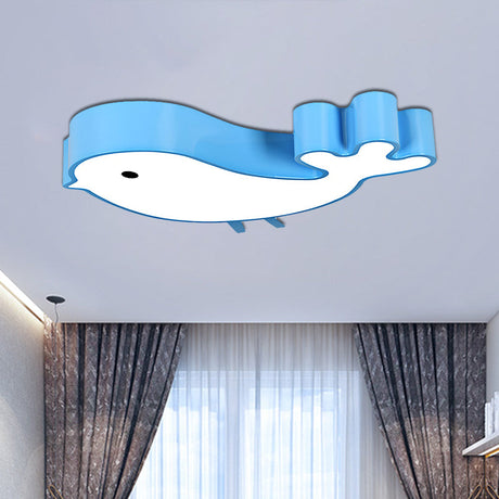 Led Bird-Like Flush Light Fixture With Acrylic Shade - Cartoon Style Blue/Pink/Yellow Finish Blue
