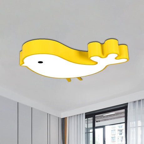 Led Bird-Like Flush Light Fixture With Acrylic Shade - Cartoon Style Blue/Pink/Yellow Finish Yellow