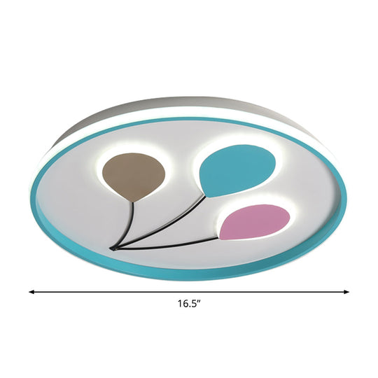 Blue Led Flush Ceiling Lamp Fixture With Cartoon Design - 3-Balloon Acrylic Mount Light In
