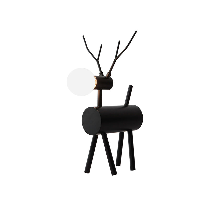 Cursa - Black Metal Deer Nightstand Lamp With Plug-In Cord Creative Bedroom