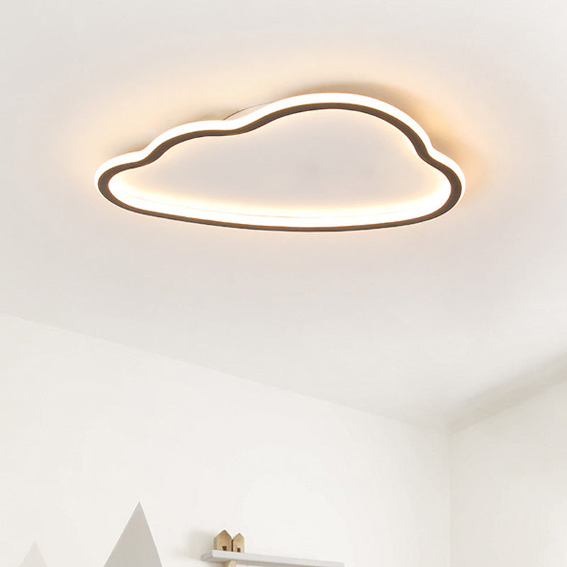 Contemporary Led Cloud Acrylic Flush Light For Bedroom Ceiling Mounted White