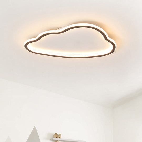Contemporary Led Cloud Acrylic Flush Light For Bedroom Ceiling Mounted White