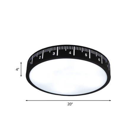 Modern Minimalist Led Drum Ceiling Light With Black Acrylic Shade - Corridor Lighting