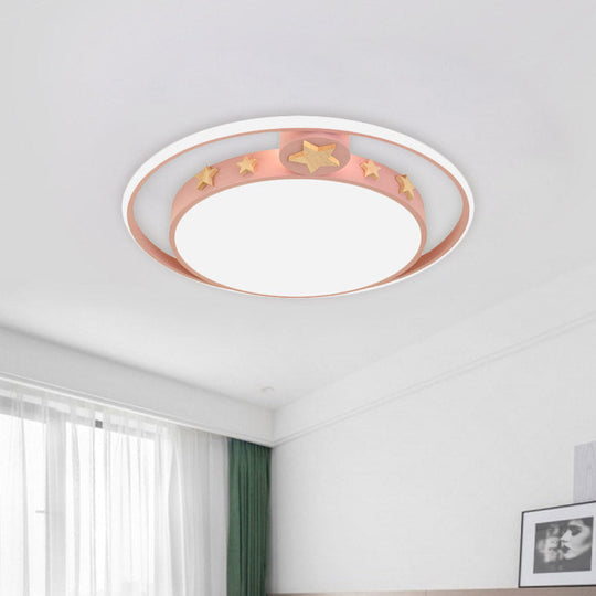 Round Flush Mounted Acrylic Led Ceiling Lamp In Pink/White/Gray Perfect For Bedroom Lighting Pink
