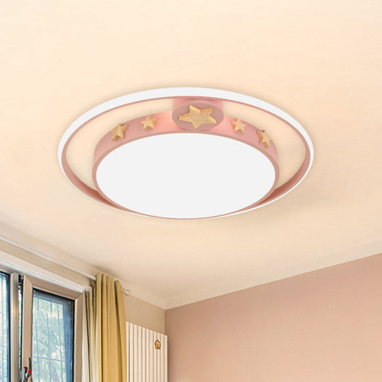 Round Flush Mounted Acrylic Led Ceiling Lamp In Pink/White/Gray Perfect For Bedroom Lighting