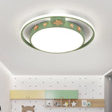 Round Flush Mounted Acrylic Led Ceiling Lamp In Pink/White/Gray Perfect For Bedroom Lighting Green