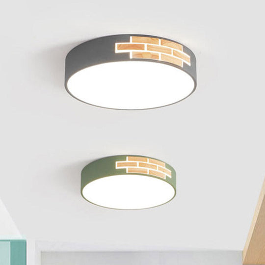 Minimalist Acrylic Led Flush Mount Lamp For Living Room- Gray/White/Pink