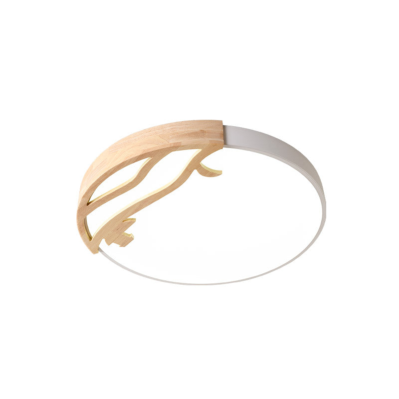 Modern Drum Flush Mount Lamp - Acrylic Led Bedroom Ceiling Light In Green/Gray/White