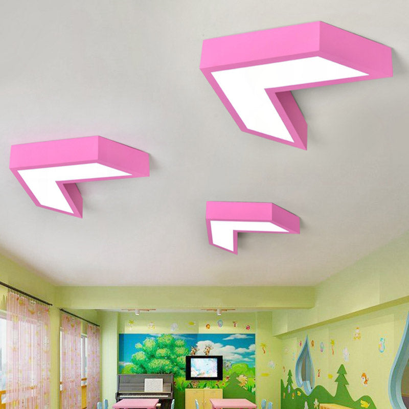 Arrow Kids Pink Led Flush Mount Ceiling Lamp - Kindergarten Acrylic Lighting Fixture