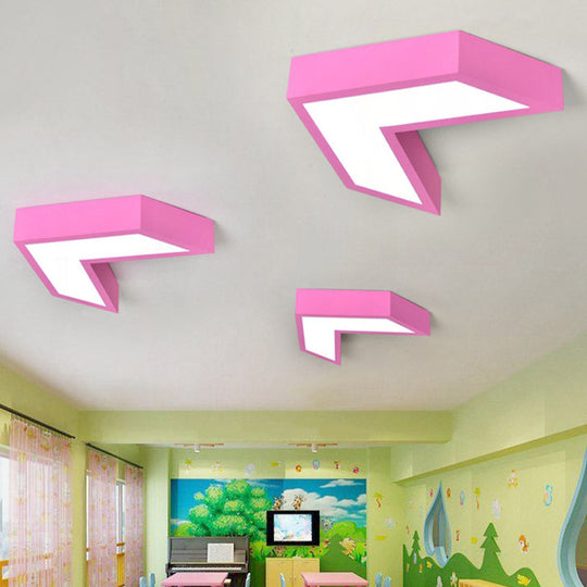 Arrow Kids Pink Led Flush Mount Ceiling Lamp - Kindergarten Acrylic Lighting Fixture