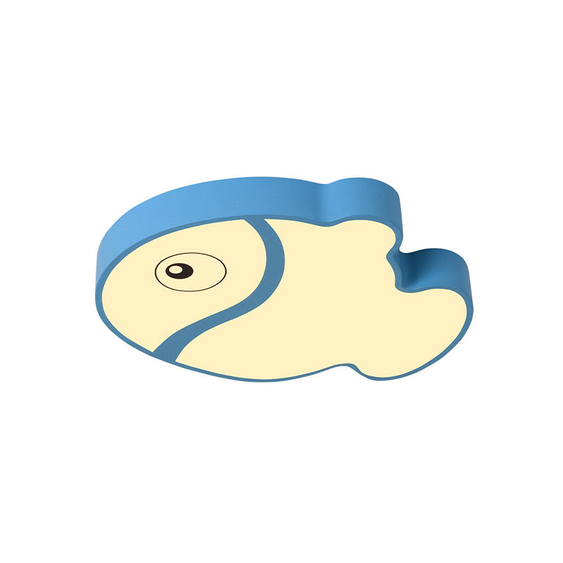 Cartoon Fish Ceiling Light For Kids Bedrooms White/Blue Led Acrylic Flushmount Fixture